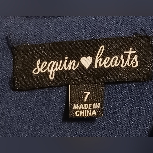 Sequin Hearts NWT Junior's Size 7 Blue Sleeveless Lace Waist Scallop Hem Dress - Picture 8 of 14